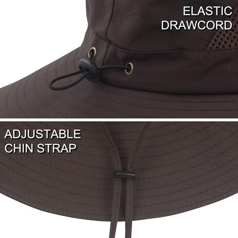 Muryobao Mens Sun Hats UPF 50+ Waterproof Mesh Wide Brim Bucket Fishing Hat in Kuwait