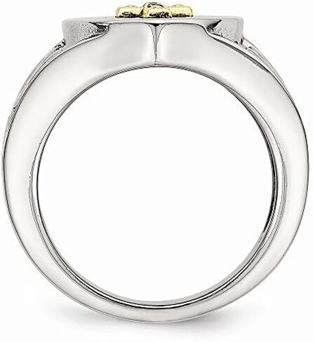FB Jewels Solid Stainless Steel With 10K Gold Cross And Diamond Polished Ring in Saudi Arabia
