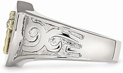 FB Jewels Solid Stainless Steel With 10K Gold Cross And Diamond Polished Ring in Saudi Arabia