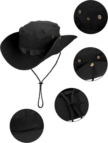 Boao 2 Pieces Cotton Safari Hat Wide Brim Fishing Cap Foldable Boonie Hat Double Sided Outdoor Sun Hat for Men and Women in Kuwait
