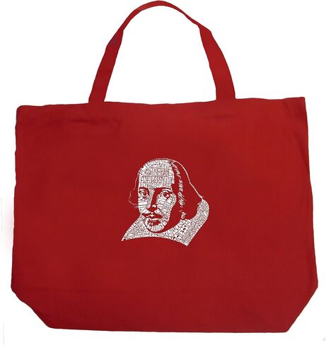 LA POP ART Large Word Art Tote Bag - The Titles of All of William Shakespeare's Comedies & Tragedies Black in Kuwait