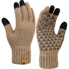 Vgogfly Winter Knit Gloves Warm Full Fingers Men Women with Upgraded Touch Screen - Anti-Slip Glove Fleece Lined