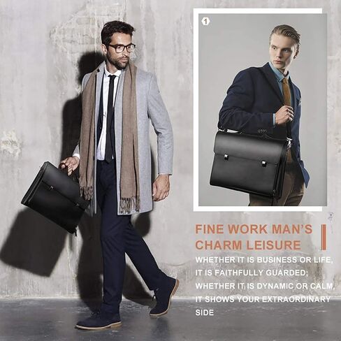 Leathario Leather Briefcase for Men Leather Laptop Bag Shoulder Messenger Bag Business Work Bag in Saudi Arabia