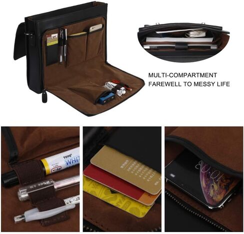 Leathario Leather Briefcase for Men Leather Laptop Bag Shoulder Messenger Bag Business Work Bag in Saudi Arabia