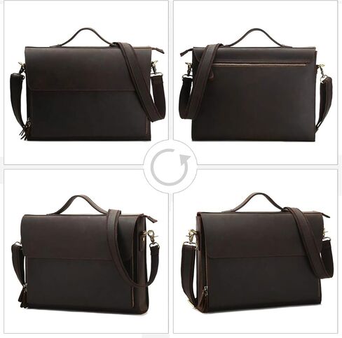 Leathario Leather Briefcase for Men Leather Laptop Bag Shoulder Messenger Bag Business Work Bag in Saudi Arabia