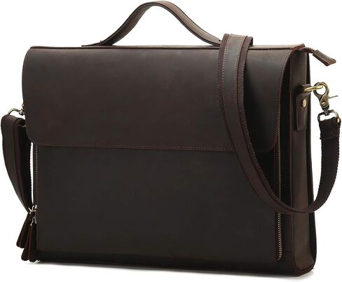 Leathario Leather Briefcase for Men Leather Laptop Bag Shoulder Messenger Bag Business Work Bag in Saudi Arabia