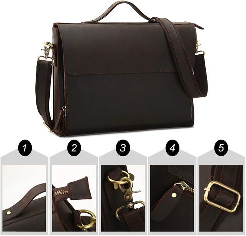 Leathario Leather Briefcase for Men Leather Laptop Bag Shoulder Messenger Bag Business Work Bag in Saudi Arabia