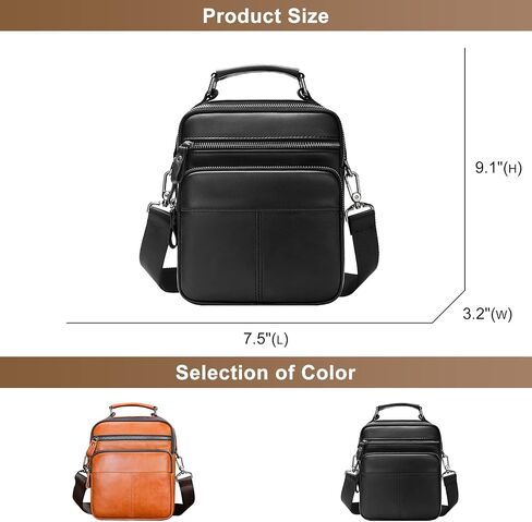 Genuine Leather Messenger Bag for Men, Work Crossbody Handbag Bag Casual Shoulder Day Pack 9.1 inch Briefcase in Kuwait