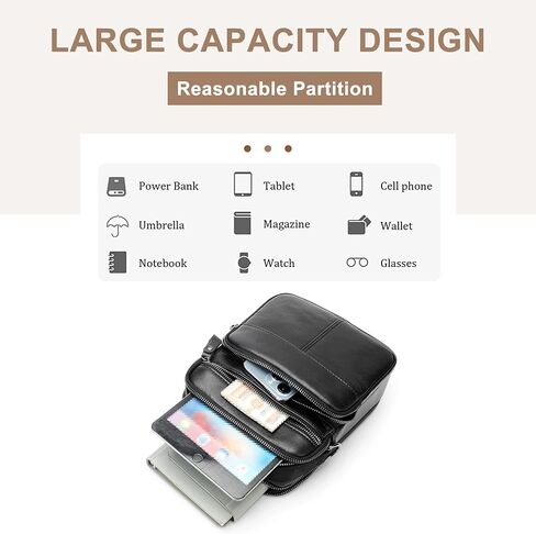 Genuine Leather Messenger Bag for Men, Work Crossbody Handbag Bag Casual Shoulder Day Pack 9.1 inch Briefcase in Kuwait