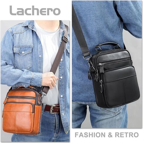 Genuine Leather Messenger Bag for Men, Work Crossbody Handbag Bag Casual Shoulder Day Pack 9.1 inch Briefcase in Kuwait