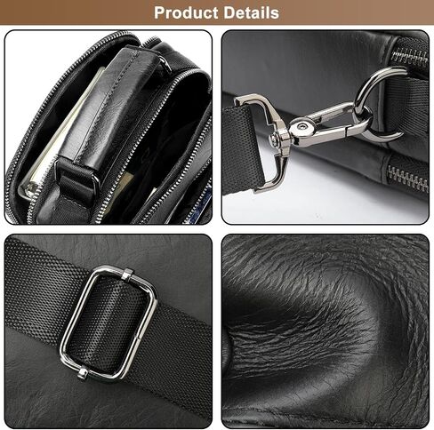 Genuine Leather Messenger Bag for Men, Work Crossbody Handbag Bag Casual Shoulder Day Pack 9.1 inch Briefcase in Kuwait