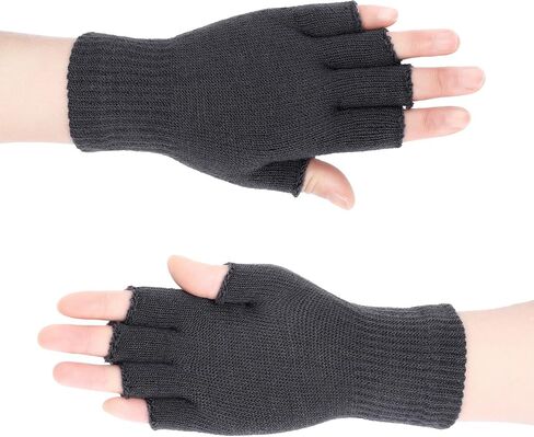 SATINIOR 2 Pair Unisex Half Finger Gloves Winter Stretchy Knit Fingerless Gloves in Common Size in Saudi Arabia