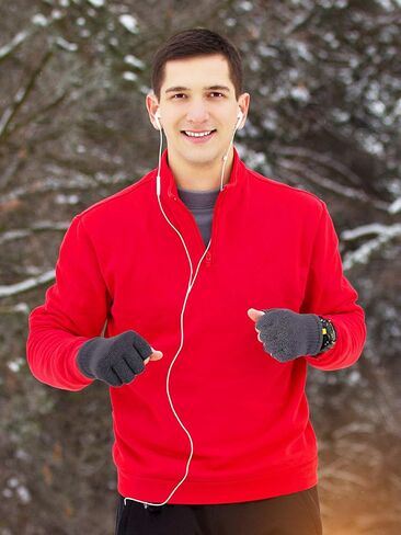SATINIOR 2 Pair Unisex Half Finger Gloves Winter Stretchy Knit Fingerless Gloves in Common Size in Saudi Arabia