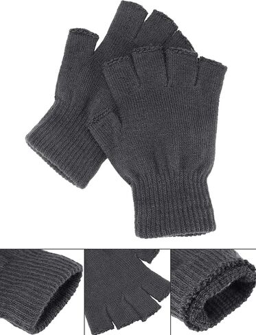 SATINIOR 2 Pair Unisex Half Finger Gloves Winter Stretchy Knit Fingerless Gloves in Common Size in Saudi Arabia