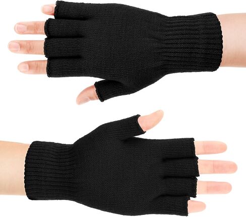 SATINIOR 2 Pair Unisex Half Finger Gloves Winter Stretchy Knit Fingerless Gloves in Common Size in Saudi Arabia