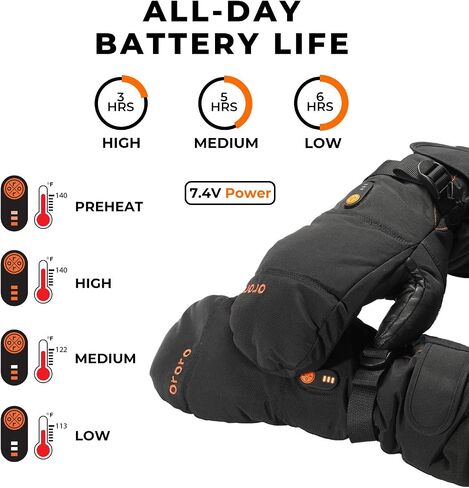 ORORO Heated Mittens for Women and Men, Rechargeable Heated Gloves for Skiing Hiking and Arthritic Hands in Saudi Arabia