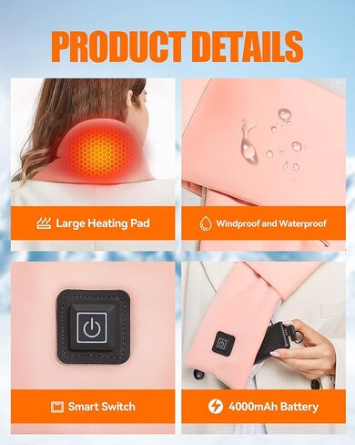 وشاح ساخن - وسادة تدفئة للرقبة، أوشحة قابلة لإعادة الشحن للرجال والنساء مع بطارية، 3 مستويات تسخين، هدية عيد الميلاد in Kuwait