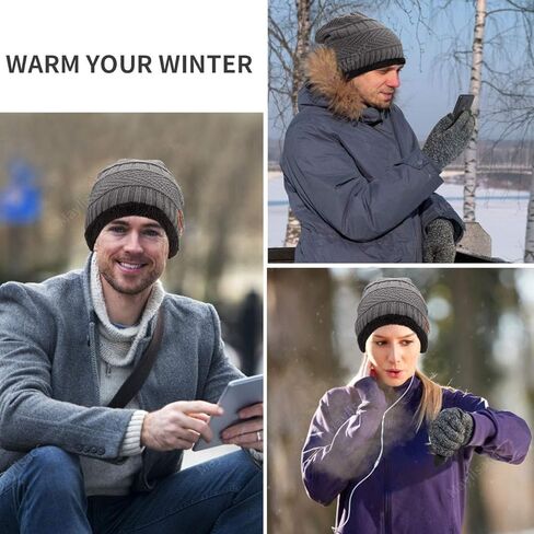 MAYLISACC قبعة صغيرة متماسكة للشتاء ووشاح أو قفازات تعمل باللمس مجموعة من قطعتين للرجال والنساء in Kuwait