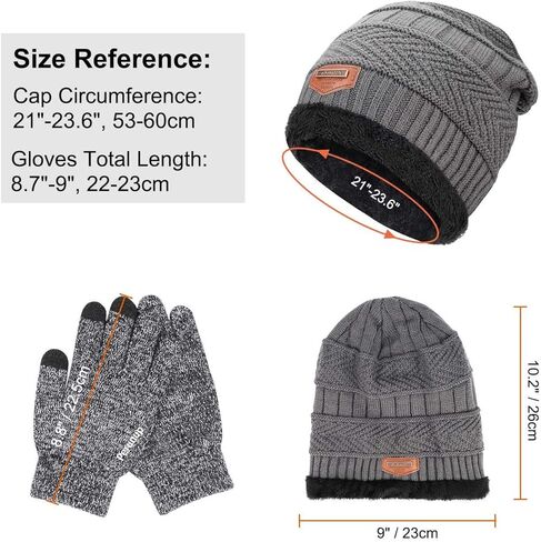 MAYLISACC قبعة صغيرة متماسكة للشتاء ووشاح أو قفازات تعمل باللمس مجموعة من قطعتين للرجال والنساء in Kuwait