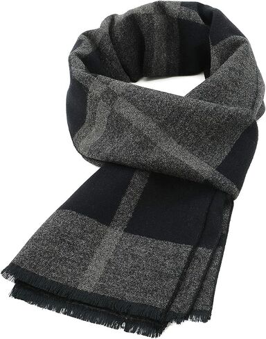 Mens Winter Warm Cashmere Scarf Plaid Tassel Scarf for Men Soft Long Cotton Scarves in Saudi Arabia