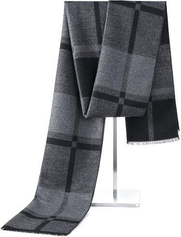 Mens Winter Warm Cashmere Scarf Plaid Tassel Scarf for Men Soft Long Cotton Scarves in Saudi Arabia