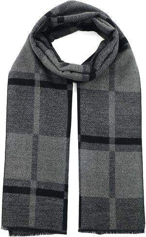 Mens Winter Warm Cashmere Scarf Plaid Tassel Scarf for Men Soft Long Cotton Scarves in Saudi Arabia