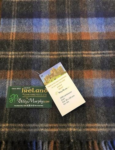 100% Irish Lambswool Plaid Scarf, Soft & Warm, Celtic Tartan Pattern, Imported in Saudi Arabia