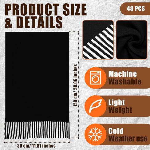 48 Pcs Winter Scarves Bulk Cashmere Feel Warm Scarf with Tassel Edge Soft Scarf for Men Women Unisex Donation Unisex in Saudi Arabia
