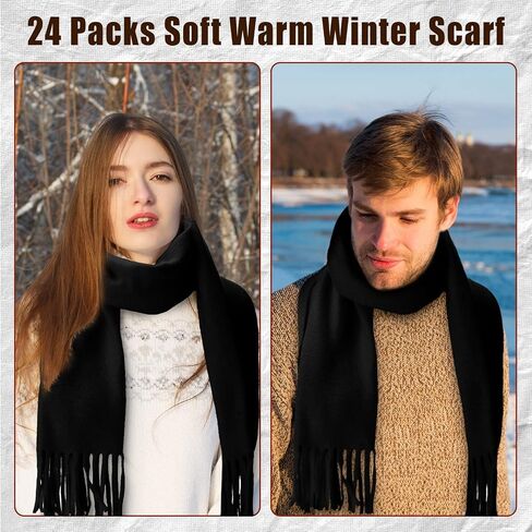 48 Pcs Winter Scarves Bulk Cashmere Feel Warm Scarf with Tassel Edge Soft Scarf for Men Women Unisex Donation Unisex in Saudi Arabia