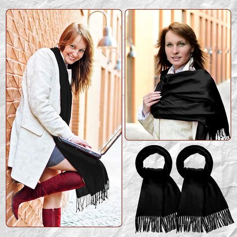 48 Pcs Winter Scarves Bulk Cashmere Feel Warm Scarf with Tassel Edge Soft Scarf for Men Women Unisex Donation Unisex in Saudi Arabia