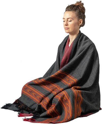 Om Shanti Crafts Meditation or Prayer Shawl or Plain Blanket, Wool Shawl/Wrap, Oversize Scarf. Unisex in Saudi Arabia