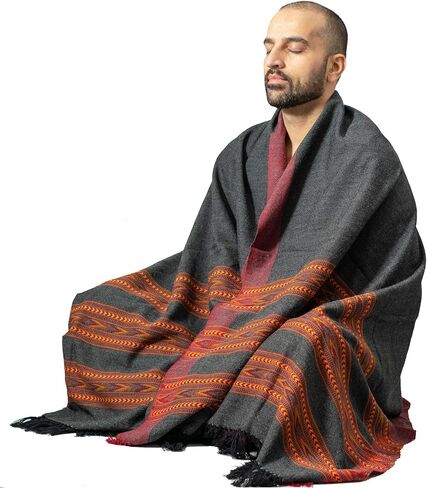 Om Shanti Crafts Meditation or Prayer Shawl or Plain Blanket, Wool Shawl/Wrap, Oversize Scarf. Unisex in Saudi Arabia