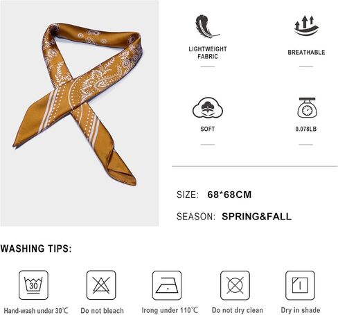 VANLINKER 27.5 Inches Silk Head Scarf for Women Men Vintage Bandanas Satin Hair Scarf Silk Wrap Neck Square Scarves VL9549 in Saudi Arabia