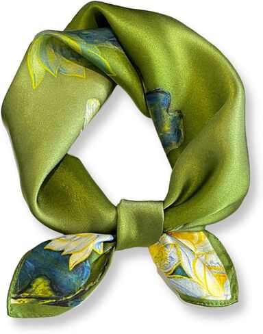 PoeticEHome 100% Mulberry Silk Neck Scarf 21"x21" Small Square Scarfs for Women Gift Packed in Saudi Arabia