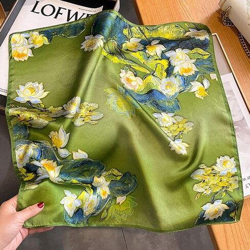 PoeticEHome 100% Mulberry Silk Neck Scarf 21"x21" Small Square Scarfs for Women Gift Packed in Saudi Arabia