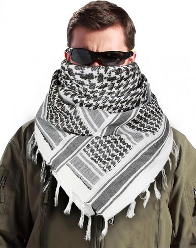 Military Shemagh Tactical Desert Scarf, 100% Cotton Keffiyeh Neck Head Scarf Wrap for Men Women in Saudi Arabia
