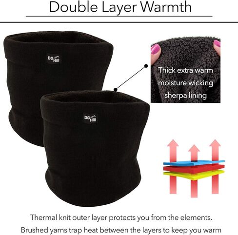 DG Hill (2 Pack) Thick Heat Trapping Thermal Neck Warmers, Winter Neck Gaiter Set Fleece Lined in Kuwait