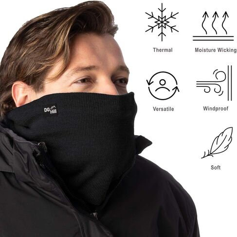 DG Hill (2 Pack) Thick Heat Trapping Thermal Neck Warmers, Winter Neck Gaiter Set Fleece Lined in Kuwait
