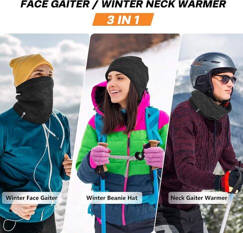 Botack Neck Warmer Gaiter, Thick Fleece Winter Warm Face Mask Scarf for Men Women Skiing Cycling in Saudi Arabia