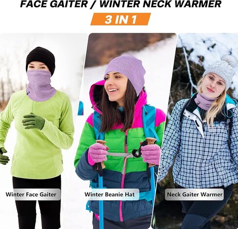 Botack Neck Warmer Gaiter, Thick Fleece Winter Warm Face Mask Scarf for Men Women Skiing Cycling in Kuwait