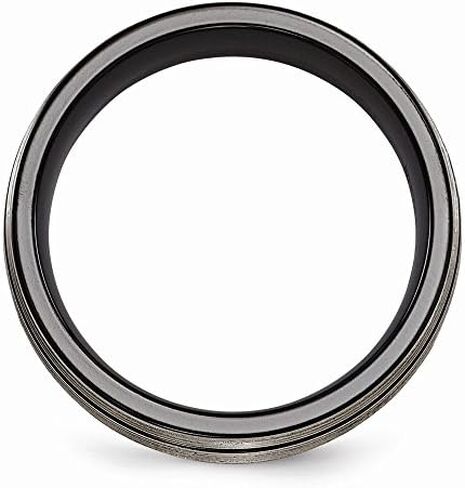 Sonia Jewels Solid Black Titanium Men's Grooves and Textured Lines 7mm Wedding Band Ring in Saudi Arabia