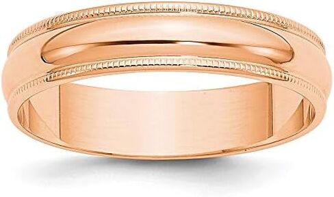 14k Rose Gold 5mm Milgrain Plain Classic Dome Wedding Band Ring in Saudi Arabia