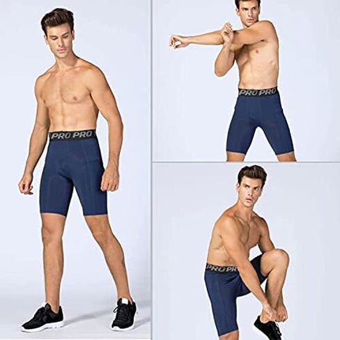 LANBAOSI Mens Compression Shorts with Phone Pocket Running Gym Yoga Athletic Tights Baselayer Summer Cool Dry Underwear Pack in Kuwait