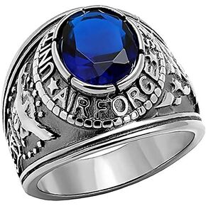 1000 Jewels Air Force: Mens 5.0ct Simulated Sapphire USA Air Force Military Signet Ring 316 Steel, 3063 in Kuwait