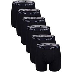 Ocoatton Men's Boxer Briefs Cotton Underwear With Fly 6-Pack