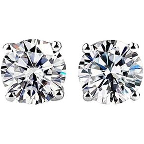 1 to 6 Carat Moissanite Hypoallergenic Round Stud Earrings for Women or Men in 14k Gold Plated 925 Sterling Silver (F, VVS1-VVS2, DEW) Push Back by VVS Gems in Saudi Arabia