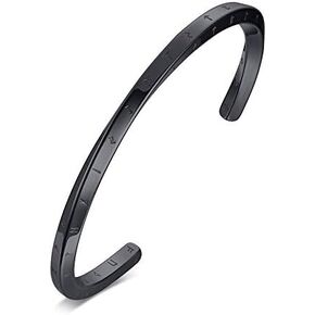 Hisatan 4mm Nordic Elder Futhark Runes Viking الكفة سوار، الفولاذ المقاوم للصدأ الملتوية Mobius C شكل الإسورة، نورس الاسكندنافية تميمة سوار تاليسمان in Kuwait