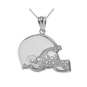 .925 Sterling Silver Football Helmet Sports Pendant Necklace - Choice of Pendant Only or Chain Length in Saudi Arabia