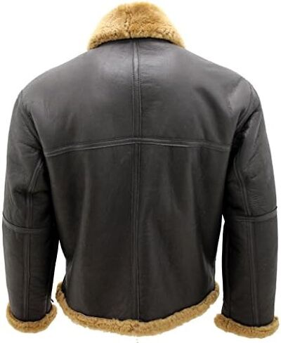 Men’s Brown RAF Real Shearling Sheepskin Flying Leather Jacket with Ginger Fur in Saudi Arabia