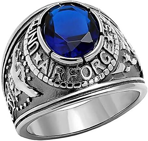 1000 Jewels Air Force: Mens 5.0ct Simulated Sapphire USA Air Force Military Signet Ring 316 Steel, 3063 in Kuwait